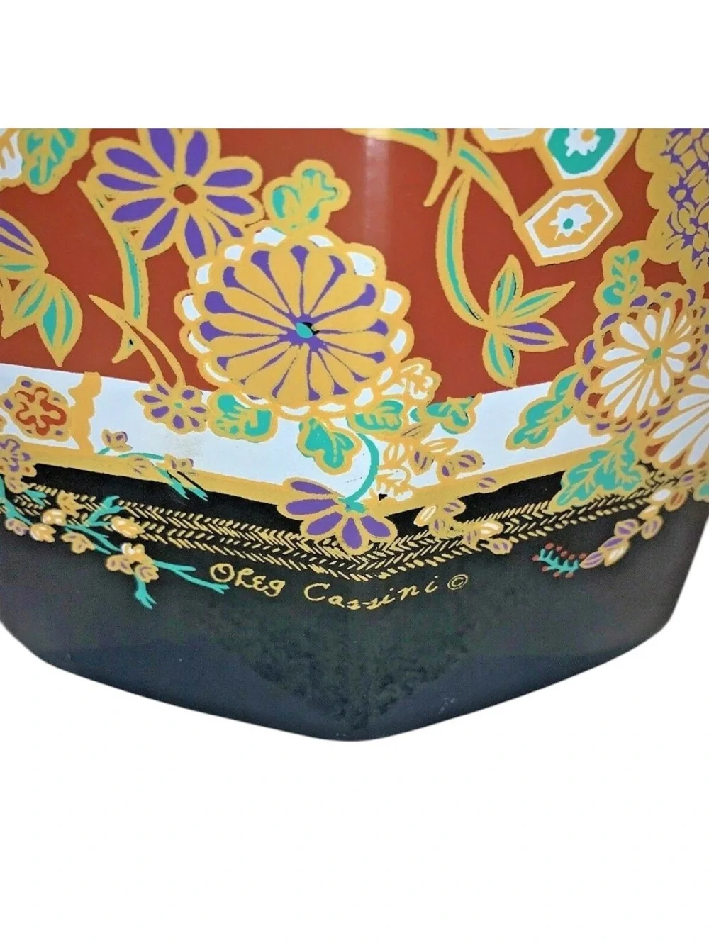 Vintage 1970s Oleg Cassini octagonal Chinoiserie Ice Bucket Shelton-Ware Towle